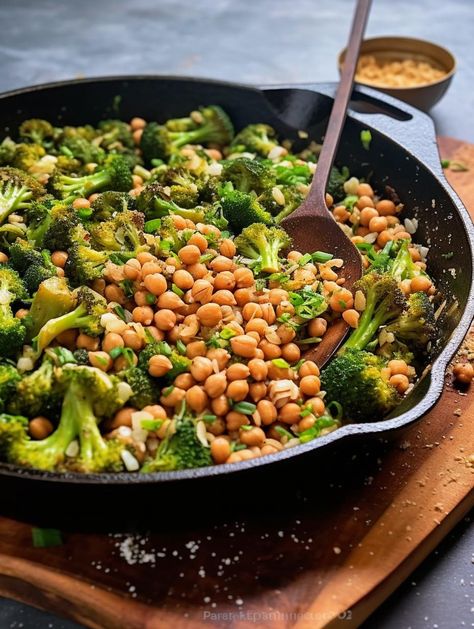 Experience the harmony of flavors and textures in our Garlicky Broccoli Stir-Fry with Chickpeas and Cashews. This one-skillet dish featuring nutrient-rich broccoli and protein-packed chickpeas, finished with a hint of sweetness from maple syrup, offers a homemade, healthful alternative to Chinese ta Garlicky Broccoli, Quinoa Broccoli, Skillet Dishes, Broccoli Stir Fry, Chick Pea, Simple Nutrition, Protein Rich Foods, Chili Garlic Sauce, Gluten Free Rice