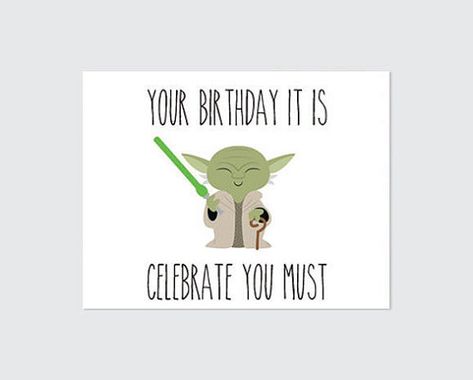 Star Wars Birthday Card Printable // Yoda by RememberNovemberShop Yoda Card, Yoda Birthday, Diy Star, Printable Star, Star Wars Diy, Star Wars Wedding, Birthday Star, Star Wars Birthday, Star Wars Kids