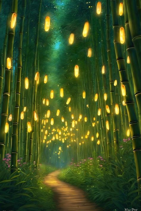 Bamboo Grove Art Check more at https://paintlyx.com/bamboo-grove-art/ Bamboo Forest Aesthetic, Bamboo Aesthetic, Giant Bamboo, Zen Aesthetic, Bamboo Grove, Bamboo Tree, Night Forest, Bamboo Forest, Bee Decor