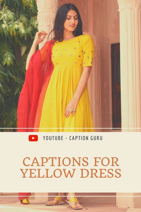 yellow Captions, yellow Captions on pictures, yellow dress captions for Instagram, yellow dress captions, captions for yellow dress
caption for yellow traditional wear, caption for yellow outfit, caption for yellow dress for Instagram, caption for yellow dress for girl
caption for yellow saree, caption for yellow kurti, caption for yellow kurta, yellow Captions for pictures, best yellow dress captions, Instagram yellow Captions
captions, caption, caption for Instagram Yellow Suit Indian, Kurti Outfit, Outfit Captions, Dress Captions, Yellow Kurti, Neon Prom Dresses, Dress Quotes, Haldi Outfit, Yellow Clothes