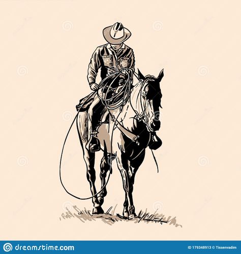 American Cowboy Riding Horse And Throwing Lasso. Stock Vector - Illustration of farm, animal: 179348913 Cowboy Riding Horse, American Cowboy, Riding Horse, A Horse, Cowboy, Scrapbooking