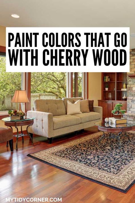 Are you looking for the perfect paint colors to match your cherry wood? Find out the best paint colors that go with cherry wood furniture, floors, cabinets and trim. Discover the best paint colors that go well with cherry wood floors. Here are the best paint colors for cherry wood from top brands like Sherwin Williams and Benjamin Moore.. Enhance your home with the best paint colors that pair with cherry wood kitchen cabinets! Paint With Cherry Wood, Cherry Floors Paint Colors, Kitchens With Cherry Wood Cabinets, Kitchen Paint Colors With Cherry, Cherry Wood Kitchen, Popular Interior Paint Colors, Blonde Flooring, Cherry Wood Kitchen Cabinets, Brazilian Cherry Wood