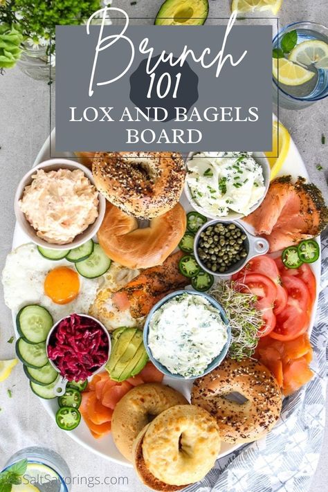 Lox and bagels is an easy no cook breakfast brunch idea that is packed full of all the good stuff! With two flavors of cream cheese and lots of fixings, the possibilities are endless! No Cook Breakfast, Fun Pancakes, Cook Breakfast, Lox And Bagels, Breakfast Platter, Breakfast Bagel, No Cook, Charcuterie And Cheese Board, Easy Brunch