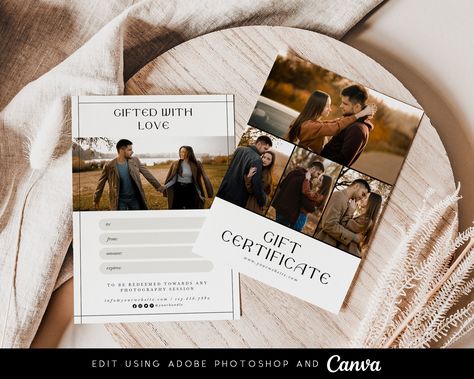 Photography Gift Certificate Template, Photography Gift Certificate, Gift Card Template, Gift Certificate Template, Cadeau Photo, Photography Gifts, Stunning Photography, Gift Certificate, Certificate Templates