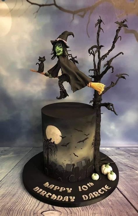 Witch Cakes, Cakes For Halloween, Holloween Cake, Architecture Cake, Scary Halloween Cakes, Horror Cake, Pasteles Halloween, Gothic Cake, Witch Cake