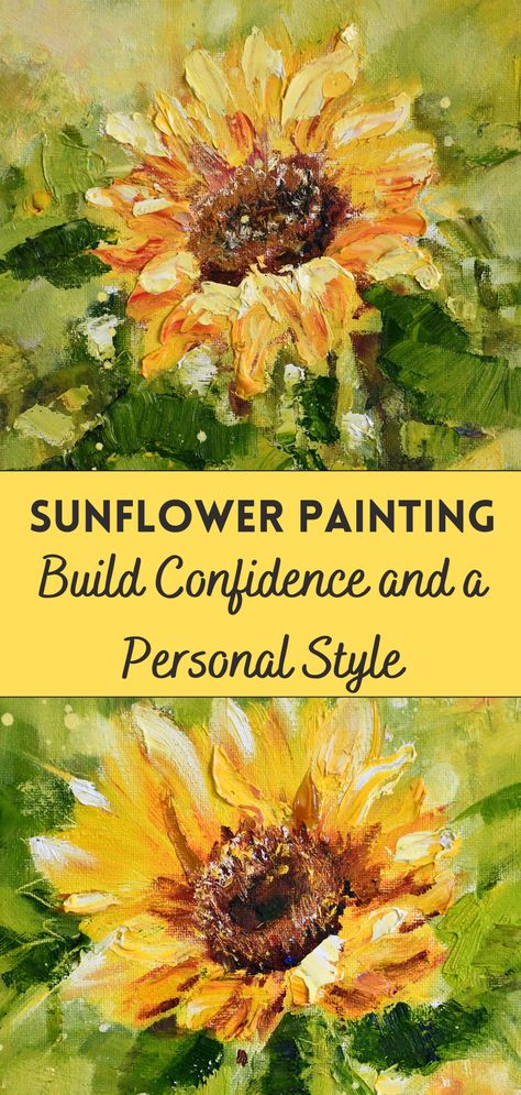 How to Paint Sunflowers Teaching Sunflower Art Variations Sunflower Oil Painting Ideas for Artist — Alla Dickson Art & Goods Acrylic Paint Sunflowers, Sunflower Tutorial Painting, Sunflower Bouquet Aesthetic, Sunflowers On Canvas, How To Paint Sunflowers, Watercolour Sunflower, Paint Sunflowers, Sunflower Oil Painting, Sunflower Watercolor Painting