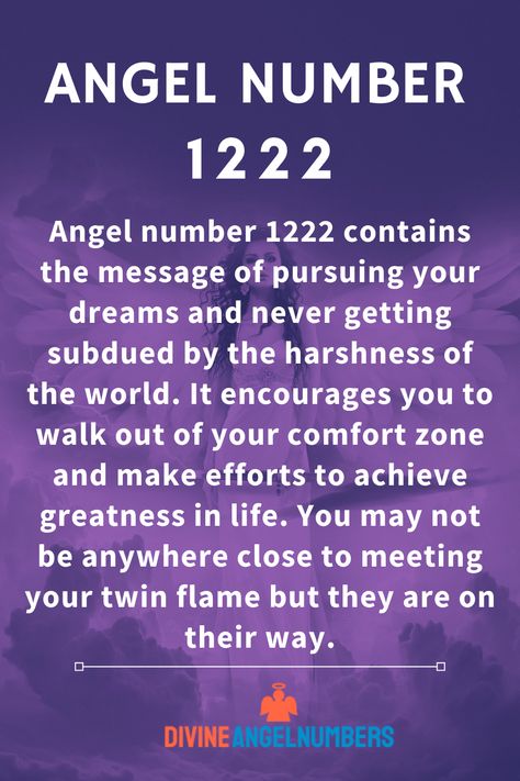 Angel number 1222 contains the message of pursuing your dreams and never getting subdued by the harshness of the world. It encourages you to walk out of your comfort zone and make efforts to achieve greatness in life. You may not be anywhere close to meeting your twin flame but they are on their way. 1222 Meaning, 707 Angel Number, 1222 Angel Number, Seeing Repeating Numbers, Angel Number 111, Numerology Life Path, Giving Up On Love, Angel Number Meanings, Dream Symbols