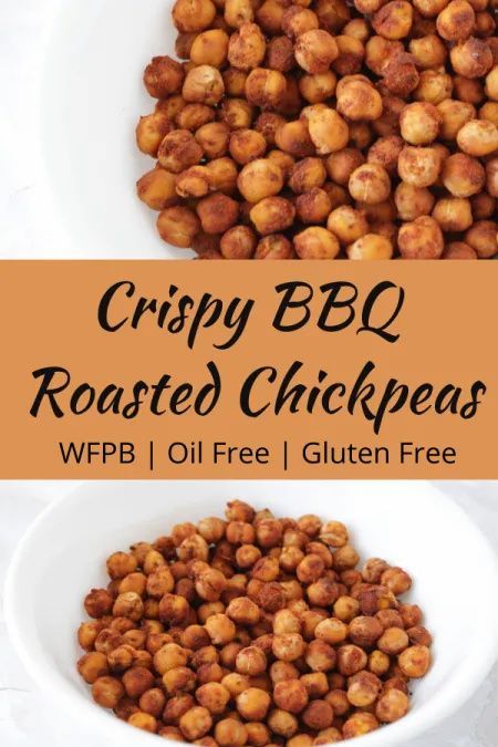 This crispy BBQ Roasted Chickpeas recipe is oil-free and the perfect whole food plant based snack when you are craving something crunchy. Only 4 ingredients and oven baked for a healthy, gluten-free & protein rich post-workout snack. #healthyveganrecipes #oilfree #wfpb #wholefoodplantbased #chickpeas #roastedchickpeas #plantbased #vegan #glutenfree Recipes Beans, Bbq Chickpeas, Chickpea Recipes Roasted, Bbq Roast, Whole Food Plant Based, Vegan Snack Recipes, Plant Based Snacks, Wfpb Recipes, Vegan Snack