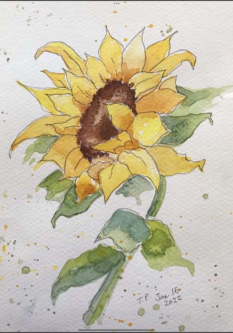 Sunflower Drawing, Watercolour Inspiration, Diy Watercolor Painting, Watercolor Paintings Easy, Fall Watercolor, Watercolor Flower Art, 수채화 그림, Sunflower Art, Watercolor Flowers Paintings