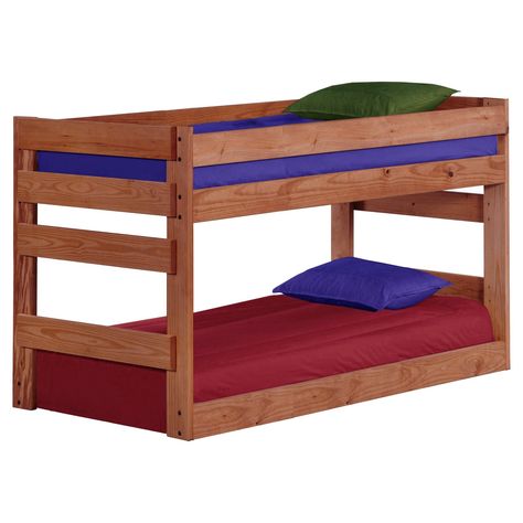 Have to have it. Chelsea Home Twin over Twin Jr. Bunk Bed - Mahogany - $448 @hayneedle Bunk Bed Diy, Bunk Bed Ideas Diy, Bunk Bed Designs For Teens, Bunk Beds Small Room, Sharing Bed, Low Bunk Beds, Bottom Bunk, Bunk Beds With Drawers, Cool Bunk Beds