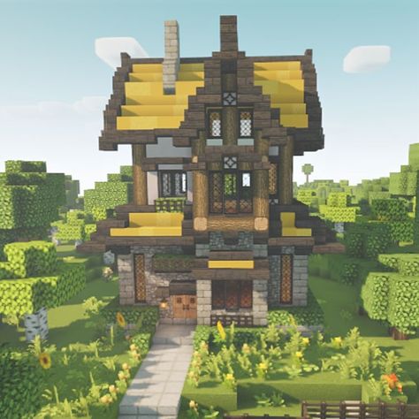 who doesnt love minecraft sunflowers?! #creative #art #minecraftbuildingideas #minecraftbuild #aesthetic #repost #trendy #sunflower #cottage #nature #yellow : link for my latest minecraft video on yt : Minecraft Build House, Sunflower Cottage, Minecraft Seed, Minecraft House Plans, Minecraft Cottage, Steampunk House, Cute Minecraft Houses, Minecraft Videos, Minecraft Funny