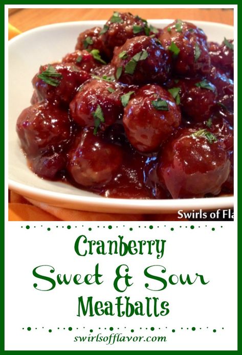 With just a few ingredients, Sweet and Sour Meatballs With Cranberry Sauce cook themselves in the slow cooker making an amazingly saucy appetizer! #swirlsofflavor #slowcooker #crockpot #sweetandsour #frozenmeatballs #easyrrecipe #holiday #gameday Meatballs With Cranberry Sauce, Cranberry Sauce Meatballs, Cranberry Meatballs, Crockpot Appetizers, Sweet And Sour Meatballs, Corned Beef Brisket, Crock Pot Meatballs, Slow Cooker Meatballs, Frozen Meatballs