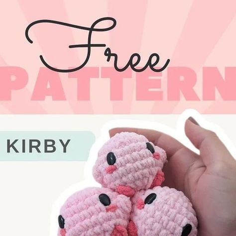 Kirby Crochet Pattern, Kirby Pattern, Crochet Kirby, Crochet Tutorial Pattern, Easy Crochet Animals, Crochet Eyes, Quick Crochet Patterns, Crochet Animals Free Patterns, Valentines Crochet