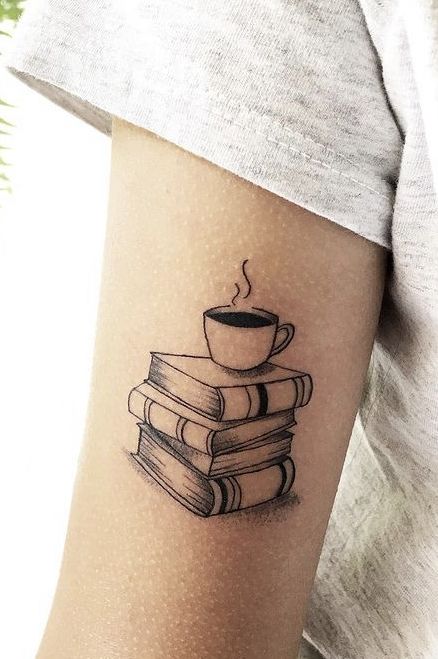 Book Inspired Tattoos, Reading Tattoo, Traditional Tattoo Outline, Teacher Tattoos, Book Lover Tattoo, Books Tattoo, Tea Tattoo, Bookish Tattoos, Literary Tattoos