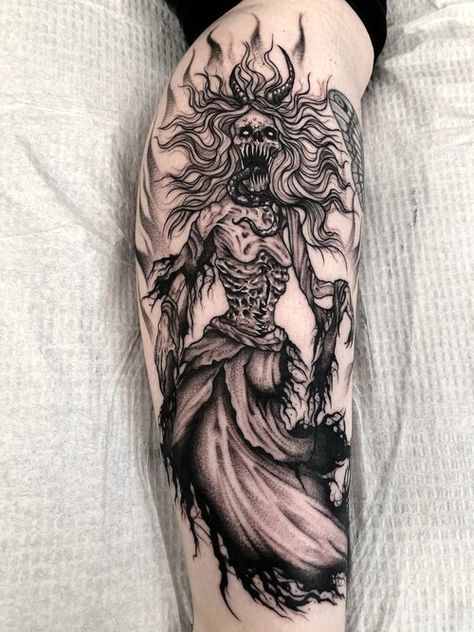 Pretty Skull Tattoos, Satanic Tattoos, Evil Tattoos, Sick Tattoo, Forarm Tattoos, Fantasy Tattoos, Upper Arm Tattoos, Gothic Tattoo, Horror Tattoo