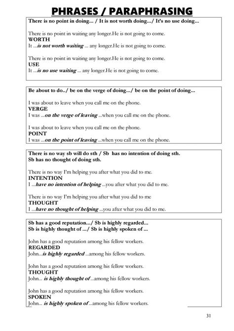 Fce key word transformation made easy 1 0 (1) Paraphrasing Activities, Improve English Writing, Word Transformation, Ielts General, Ielts Academic, Academic Essay Writing, Teaching English Grammar, Ielts Writing, Essay Writing Skills