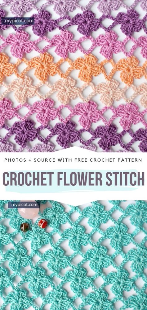 Crochet Flower Stitch Free Pattern Rows of blooming flowers will be a beautiful decoration. Crochet Lace Stitches, Crochet Flower Stitch, Picot Crochet, Háčkovaná Čipka, Flower Stitch, Crochet Scarf Pattern Free, Crochet Stitches Free, Crochet Lace Pattern, Haken Baby