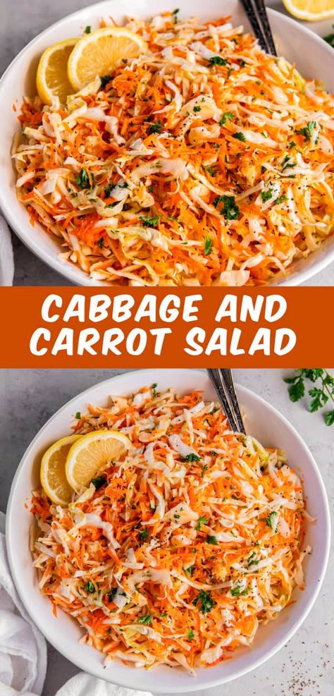 Easy Cabbage and Carrot Salad Carrot Cabbage Salad, Polish Carrot Salad, Cabbage Carrot Salad, Cabbage And Carrot Salad, Cabbage Salads, Cucumber Carrot Salad, Salad With Carrots, Carrot Recipes Side Dishes, Roasted Carrot Salad