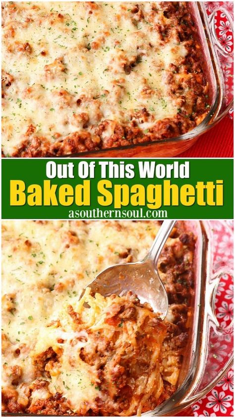 Party Food For A Crowd, Easy Baked Spaghetti, Spaghetti Recipes Easy, Baked Spaghetti Casserole, Baked Spaghetti Recipe, Spaghetti Casserole, Potluck Dishes, Pasta Casserole, Pot Luck