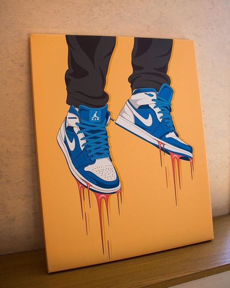 Jordan Painting, Nike Art, Shoes Art, Trippy Painting, Simple Canvas Paintings, Cute Canvas Paintings, Black Art Painting, Sneaker Art, Canvas Painting Designs