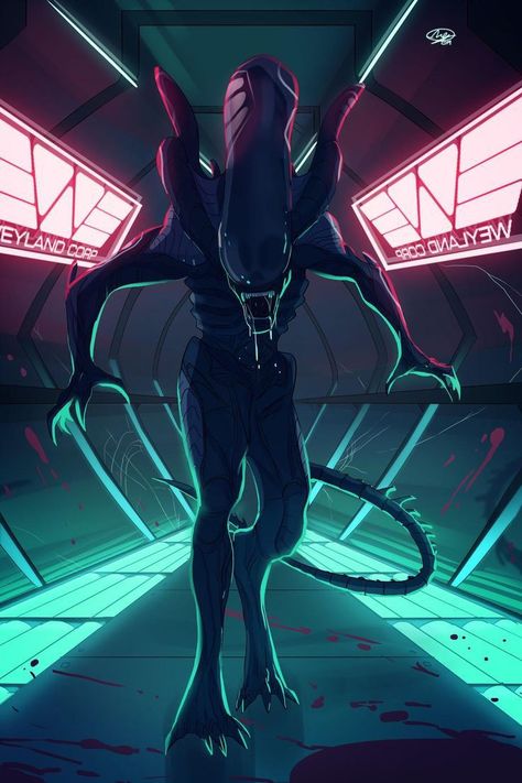 Neon Alien, Predator Artwork, Predator Alien Art, Alien Isolation, Alien Artwork, Strange Facts, Arte Alien, Aliens Movie, Image Film