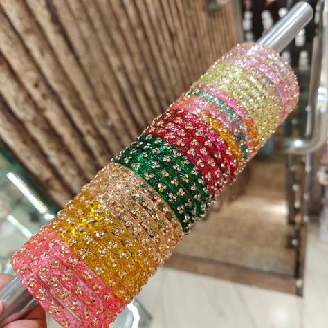 *GLASS BANGLES FULL BOX IN JUST RS 1410 2.2 TO 2.10 SIZE AVAILABLE GLASS BANGLES 4 PCS WITH BEAUTIFUL COLOURS SHADES 8 different colours and shades Glass Glass Bangles, Beautiful Colours, Different Colours, Color Shades, Different Colors, Beautiful Colors, Bangles, Shades, Glass