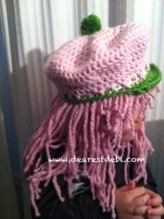 Strawberry Shortcake Inspired Hat & Wig - Dearest Debi Patterns Crochet Wig Pattern, Strawberry Shortcake Hat, Crochet Wigs, Yarn Wig, Crochet Wig, Crochet Strawberry, Wig Hat, All Free Crochet, Crochet Hats Free Pattern