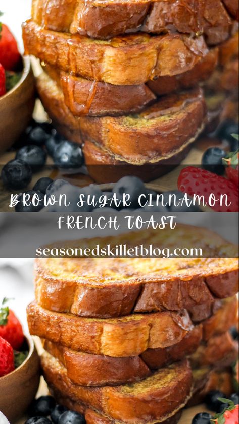 Brown Sugar Cinnamon French Toast is your classic french toast breakfast or brunch recipe with the perfect blend and balance of warm spices and brown sugar! This recipe comes together in no time making it perfect for breakfast and brunch during busy weekday mornings, on the weekends and definitely the holidays! Recipe includes easy step-by-step recipe video and is sure to be a hit for all! French Toast Recipe Brown Sugar, Texas French Toast Recipe, Brown Sugar French Toast, Challah French Toast Recipe, Buttermilk French Toast, French Toast Recipe Cinnamon, Holiday Brunch Recipes, Mixture Recipe, Challah French Toast