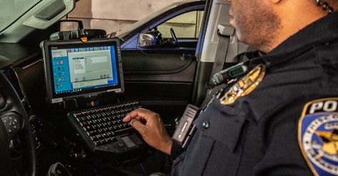 A police car laptop mount is a device that securely holds a laptop computer inside a police vehicle. This helps with enhanced communication and increased safety. Patrol Car, Police Car, Police Cars, Laptop Computers, Car Accessories, Communication, Universe, Laptop, Computer