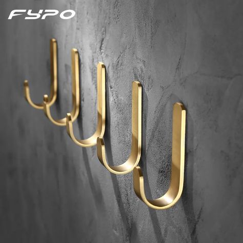 Brass Coat Hooks, Bathroom Towel Hooks, Hook Punch, Brass Wall Hook, Clothes Hooks, Utility Hooks, Brass Hook, Copper Wall, Organization Solutions