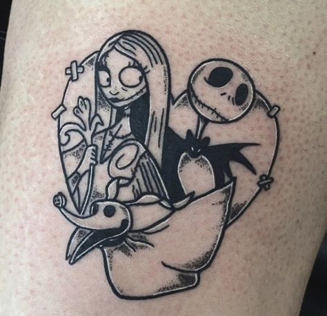 Simba Tattoo, Jack Skellington Tattoo, Tim Burton Tattoo, Jack Tattoo, Romantic Tattoo, Nightmare Before Christmas Tattoo, Christmas Tattoo, Sally Nightmare Before Christmas, Silhouette Tattoos