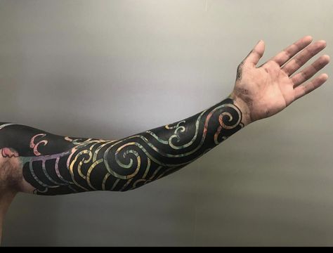 Purity Tattoo, Tattoo Designs For Beginners, Sleeve Arm Tattoo, Negative Tattoo, Tattoo Design For Men, Blast Over Tattoo, Tatuaje Cover Up, Black Sleeve Tattoo, Solid Black Tattoo