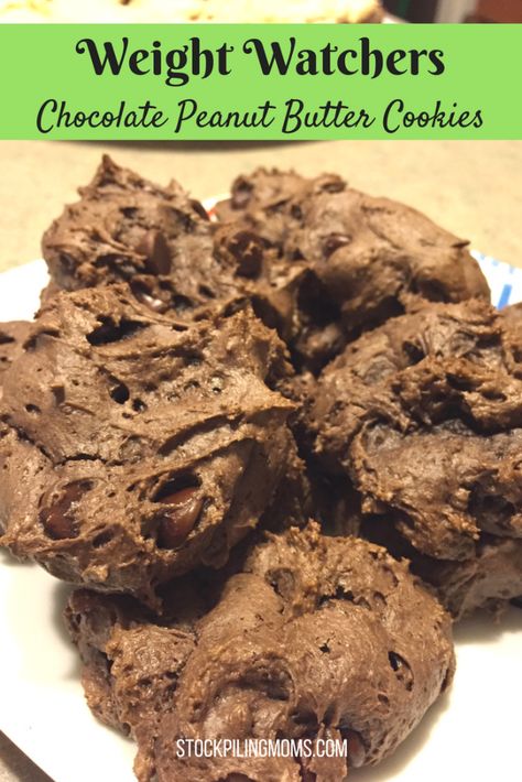 Weight Watchers Chocolate Peanut Butter Cookies Sugar Free Brownie Mix Recipes, Houseboat Meals, Ww Cookies, Weight Watchers Brownies, Recipe For Cookies, Weight Watcher Cookies, Weight Watcher Smoothies, Weight Watchers Snacks, Love Cookies