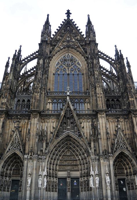 Cologne Cathedral, from my 2014 Eurotrip, a huge Cathedral with a lot of small details in that building. Medieval Europe Aesthetic, Pretty Cathedrals, Cologne Cathedral Aesthetic, Bone Cathedral, Koln Cathedral, Famous Cathedrals, Dark Cathedral, Detailed Buildings, European Cathedrals