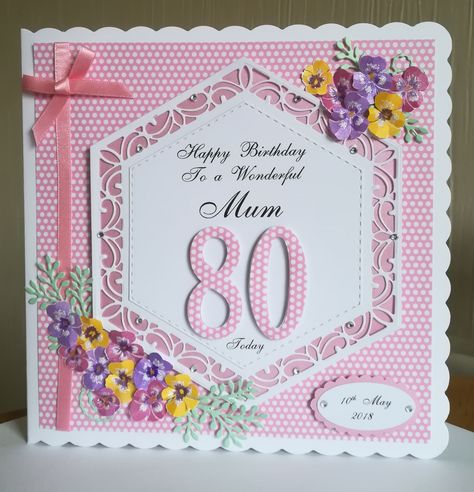 80th Birthday Card Lady Mum Pansy Birthday Cards For Ladies, Old Birthday Cards, 80th Birthday Cards, Special Birthday Cards, Bday Cards, 80th Birthday Gifts, 75th Birthday, Birthday Cards For Women, Cards Birthday