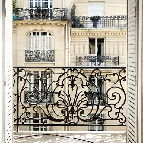 New Home and Studio in Paris Paris Balcony Aesthetic, European Balcony, Parisian Balcony, Wrought Iron Balcony, Paris Balcony, House Makeovers, Iron Stair Railing, Balcony Grill, Iron Balcony