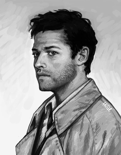 Beautiful Castiel Aesthetic, Castiel Fanart, Film Memes, Castiel Angel, Draw Clothes, Supernatural Drawings, Castiel Supernatural, Supernatural Fan Art, Supernatural Art