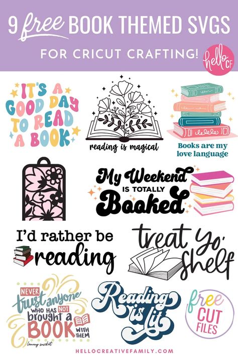 Book lovers this one is for you! If you love reading you won't want to miss these 9 free book SVG files! This collection includes book themed cut files for Cricut crafting including a Reading Is Magical Floral Book design! Use to make book bags, t-shirts, sweatshirts, stickers and so much more! Free Book Svg Files For Cricut, Reading Is Magical, Book Svg, Kindle Stickers, Book Reading Journal, Book Stickers, Magical Book, Book Bags, Friends Font