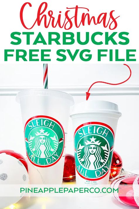 FREE Christmas Starbucks SVG Files to Make your Own DIY Hot and Cold Starbucks Cups for Christmas! #christmas #starbucks #starbuckslabel #starbucksdecal #cricutstarbuckscup #sleighallday #freesvg Starbucks Christmas Cups, Christmas Starbucks, Sleigh All Day, Starbucks Svg, Starbucks Store, Starbucks Diy, Elf Movie, Starbucks Christmas, Labels Diy