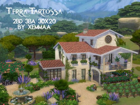 The Sims Resource - Terra Tartosa (No CC) Island Villa Exterior, Tartosa Homes, The Sims 4 Tartosa Build, Sims 4 Build Shells, Sims 4 Tartosa Cc, Sims House No Cc, Casas No The Sims 4, Tartosa Homes Sims 4, Sims 4 Tartosa House