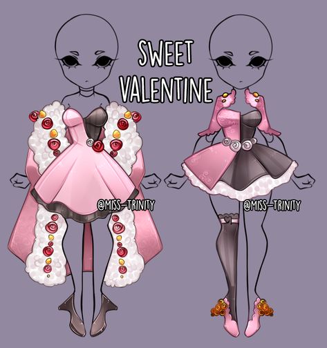 Sweet Valentine outfit adopt [close] by Miss-Trinity on DeviantArt Miss Trinity, Outfits Drawing, Valentines Day Outfits, Cute Valentines Day Outfits, Manga Clothes, Clothing Sketches, Clothing Design Sketches, Drawing Anime Clothes, Day Outfits