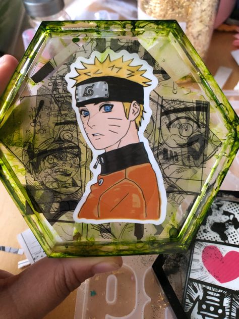 I make homemade resin art, this was a coaster I hand made naruto style. Anime Resin, Anime Resin Crafts, Anime Coasters Diy, Rezin Epoxi Anime, Pokemon Resin Crafts, Father’s Day Resin Coasters, Anime Resin Keychain, Valentines Puns, Resin Art Painting