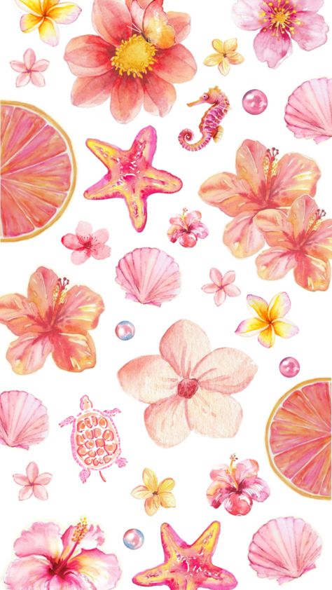 Summer Prints Wallpaper, Beach Phone Wallpaper, Beachy Wallpapers, Summer Drawings, Cute Home Screen Wallpaper, Cute Summer Wallpapers, Floral Wallpaper Iphone, Wallpaper Iphone Summer, Iphone Wallpaper Hipster