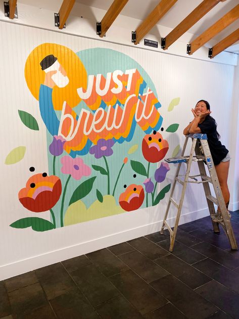 murals/installs — steffi lynn Fruit Mural, Steffi Lynn, Mural Art Design, Selfie Wall, Food Wall Art, School Murals, Murals For Kids, Bedroom Murals, Murals Street Art