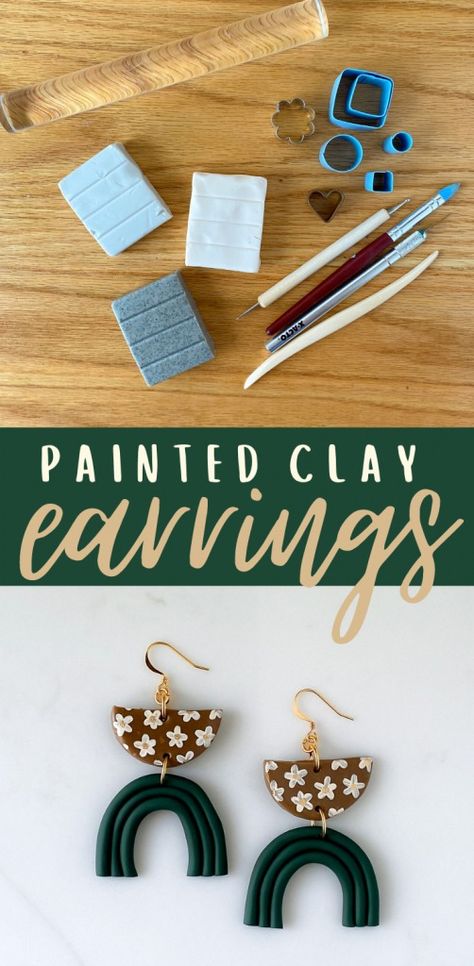 Diy painted clay earrings - Paint For Polymer Clay, Oven Bake Earrings, Paint On Clay Earrings, Painted Clay Earrings Diy, Homemade Clay Earrings Diy, Baking Clay Earrings, Oven Baked Clay Earrings, Polymer Clay Painted Earrings, Baking Polymer Clay Earrings