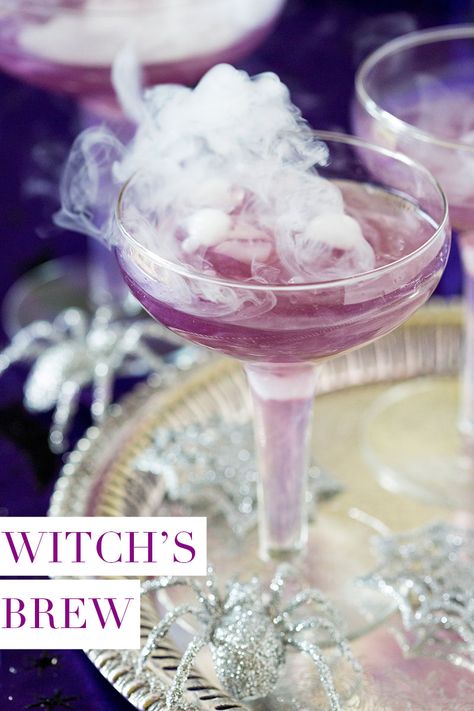 Witch's Brew Halloween Cocktail!This purple sassy Halloween cocktail is too fun and a drop of dry ice makes it even spookier! pizzazzerie.com Witchs Brew, Halloween Bridal Showers, Halloween Cocktail, Vodka Cocktails Recipes, Witch's Brew, Halloween Cocktails, Dry Ice, Purple Halloween, Halloween Drinks