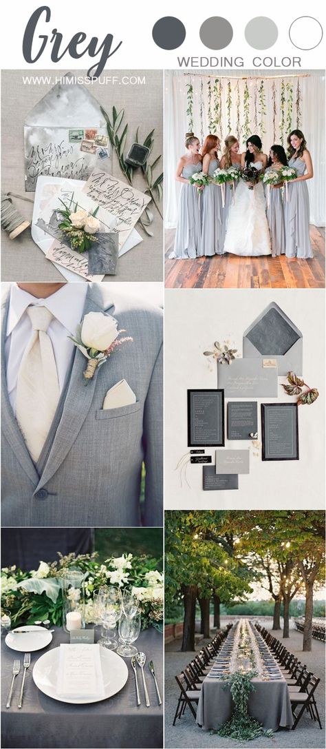 ❤️ 30 + Grey Wedding Color Ideas You’ll Love - Hi Miss Puff - Page 2 Color Ideas Wedding, Gray Wedding Colors, Popular Wedding Colors, Wedding Color Scheme, Wedding Color Ideas, Western Wedding Dresses, Gray Wedding, Grey Wedding, Wedding Palette