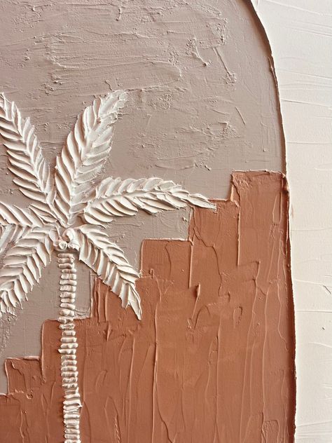 Gesso Art, Tree Arch, Palm Tree Artwork, Wall Decor Painting, Palm Tree Wall Art, Palm Trees Painting, Palm Tree Art, Tree Textures, Boho Painting