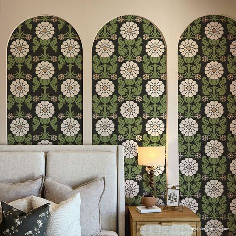 Brittany Floral Stripe Wall Stencil Large Scale Pattern Wallpaper, Green Stenciled Walls, Stenciled Walls, Damask Wall Stencils, Expensive Wallpaper, Wall Stencil Designs, Damask Wall, Stripe Wall, Beige Room