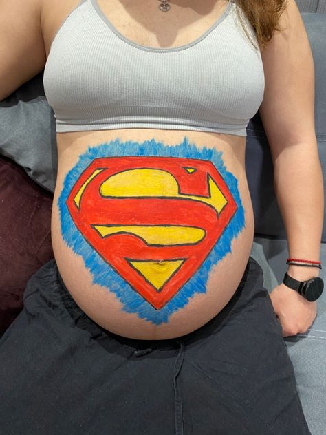 Belly Paint, Pregnant Belly Painting, Pregnancy Belly, Belly Painting, Pregnant Belly, Paint Ideas, Baby Stuff, Superman, Paint